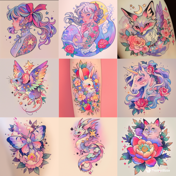 Girly Pastel Tattoo Designs Prompt - Image 9