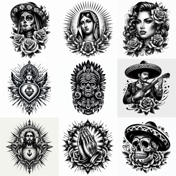 Traditional Chicano Black & Grey Tattoos 2 AI Prompt for Authentic Designs - Image 11